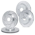 R1 09-19 Pontiac Vibe Front & Rear Drilled & Slotted Silver Brake Rotor Set