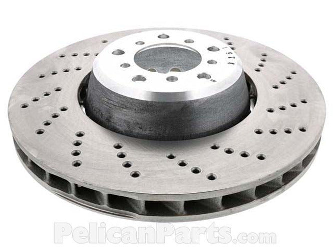 SHW 06-10 BMW M5 5.0L Right Front Cross-Drilled Lightweight Brake Rotor (34112282806)
