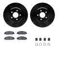 R1 05-14 Ford Mustang Front Drilled & Slotted Silver Brake Rotor Set w/Ceramic Pads and Hardware