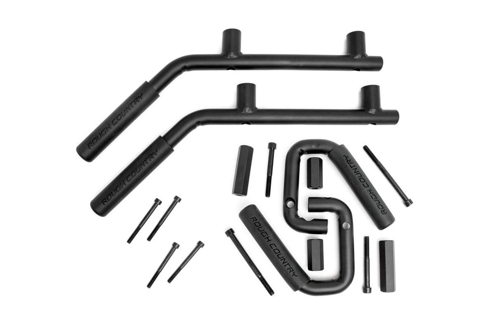 ~(13.5 lbs. 18X11X4)~ Jeep Solid Steel Grab Handle Set (07-18 Wrangler JK Black)