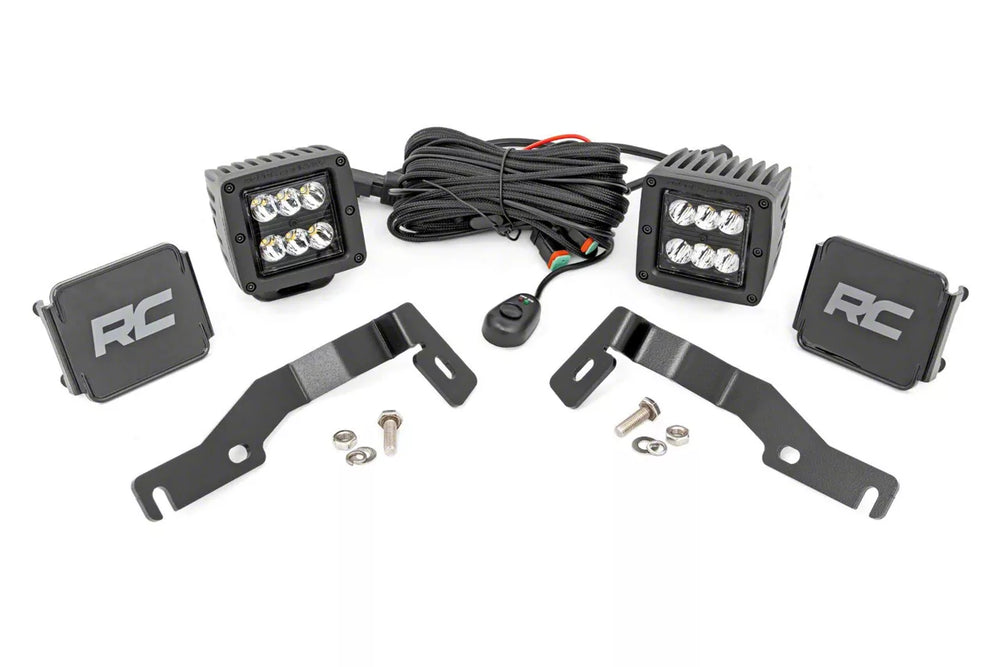 Rough Country LED Light Kit Ditch Mount 2 Black Pair Spot Toyota Tacoma (24-26) 72101