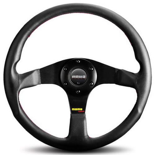 Momo Tuner Steering Wheel 350 mm - Black Leather/Red Stitch/Black Spokes