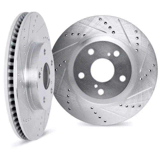 DFC 01-08 BMW 330i Front Drilled & Slotted Silver Rotors