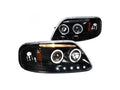 PROJECTOR HEADLIGHT - GLOSS BLACK HOUSING - CLEAR LENS WITH AMBER REFLECTORS