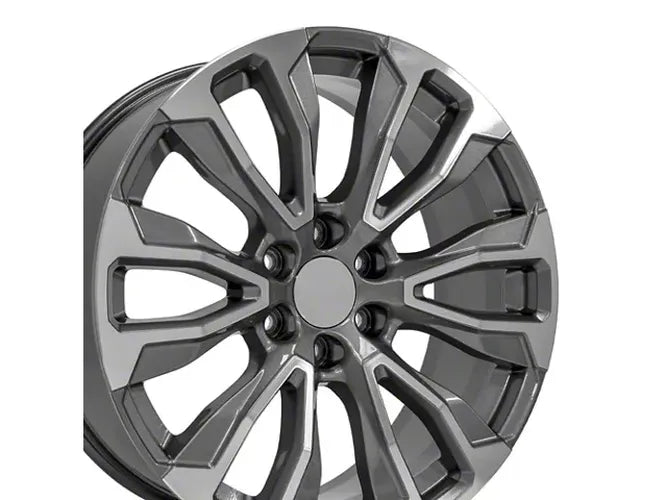 22 IN REPLICA WHEEL FITS GMC YUKON 1500 CV30 GUNMETAL MACHINED 22X9