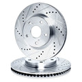 R1 06-15 Lexus GS300 Front Drilled & Slotted Silver Brake Rotor Set