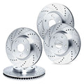 R1 15-23 Ford Mustang Front & Rear Drilled & Slotted Silver Brake Rotor Set