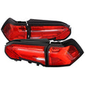 LED TAIL LIGHTS SEQUENTIAL TURN SIGNAL WITH CHROME HOUSING AND RED LENS - RED LED BAR