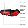 LED TAIL LIGHTS SEQUENTIAL TURN SIGNAL WITH CHROME HOUSING AND RED LENS - RED LED BAR