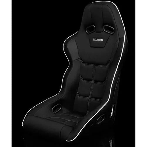 Braum Falcon X Series FIA Approved Fixed Back Racing Seat - Black Leatherette (Black Stitching Black Piping) - BRR8-BKBP