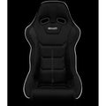 Braum Falcon X Series FIA Approved Fixed Back Racing Seat - Black Leatherette (Black Stitching Black Piping) - BRR8-BKBP