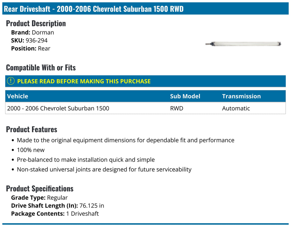 REAR DRIVESHAFT