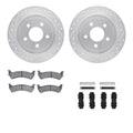 R1 Concepts Silver Drilled Slotted Rotors with 5000 Oep Brake Pads Hdw Fits Ford Explorer