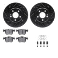 R1 15-23 Mercedes-Benz C300 Rear Drilled & Slotted Black Brake Rotor Set w/Ceramic Pads and Hardware
