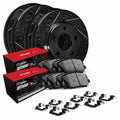 R1 Concepts Black Drilled Slotted Rotors with 5000 Oep Brake Pads Hdw Fits Lexus RX300
