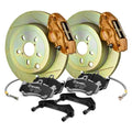 Brembo 08-14 WRX/10-14 Legacy 2.5i Rear GT BBK 2 Piston Cast 2pc 316 x20 1pc Rotor Drilled - Gold