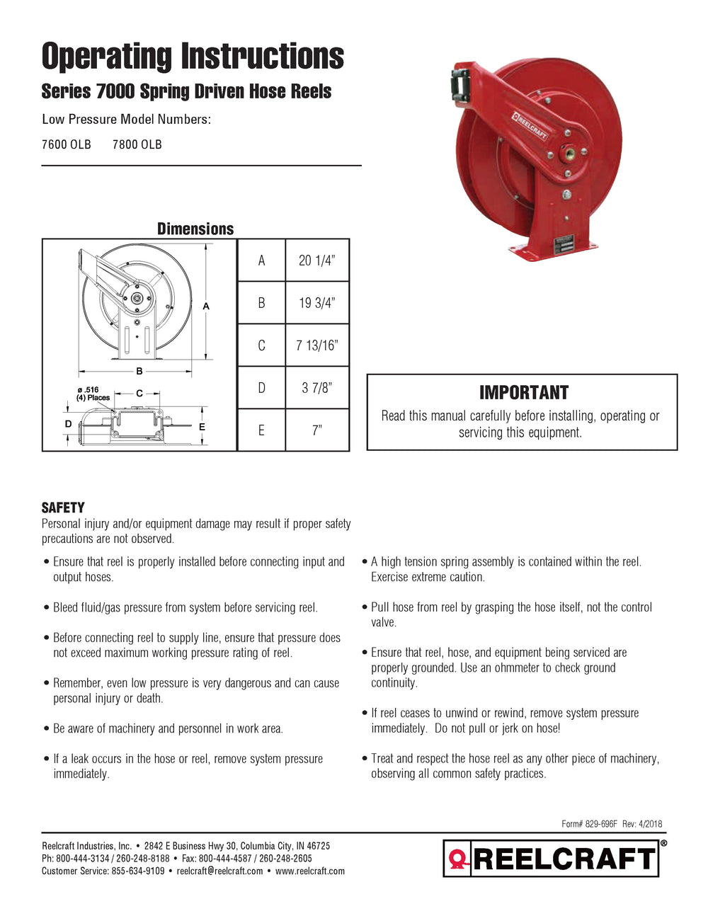 HOSE REEL 1/2 X 75FT