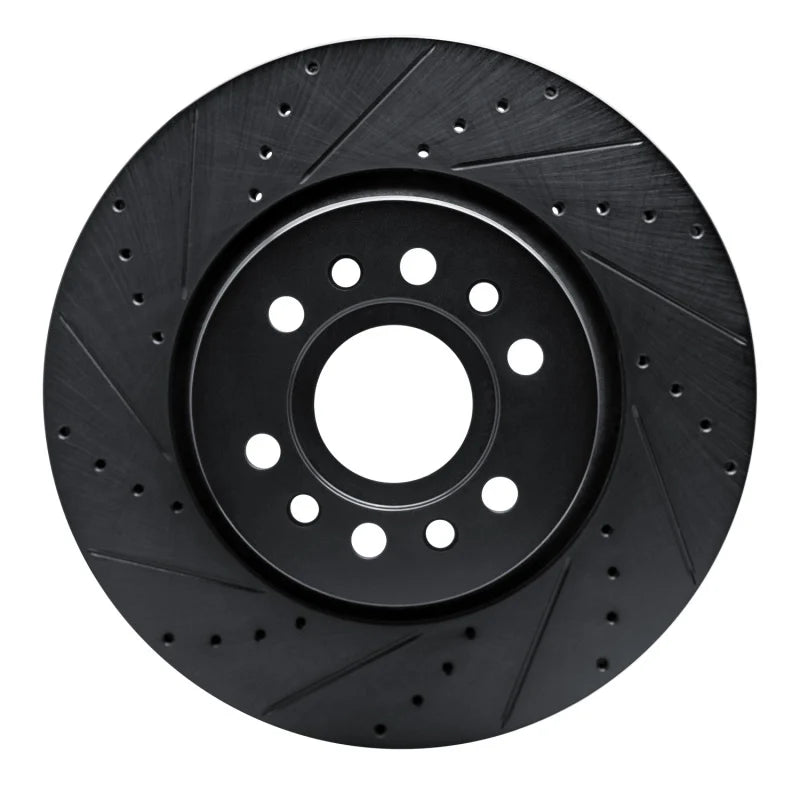 R1 21-25 Jeep Wagoneer Front Left Drilled & Slotted Black Brake Rotor