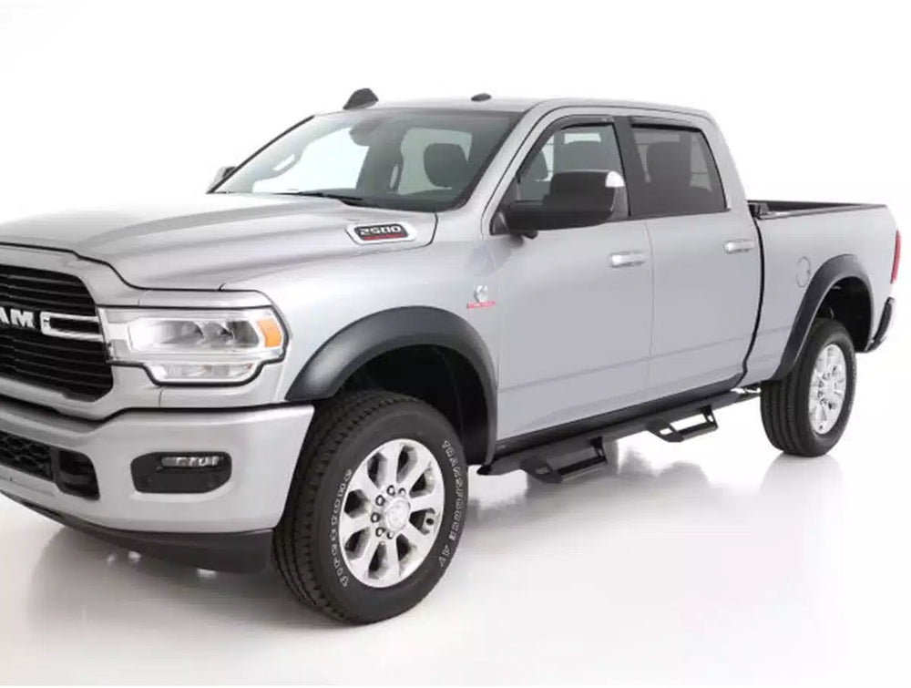 Black Extendafender Style Smooth Finish 4-Piece Fender Flare Set For 2019-2026 Ram 2500/3500, Includes Dually Bushwacker