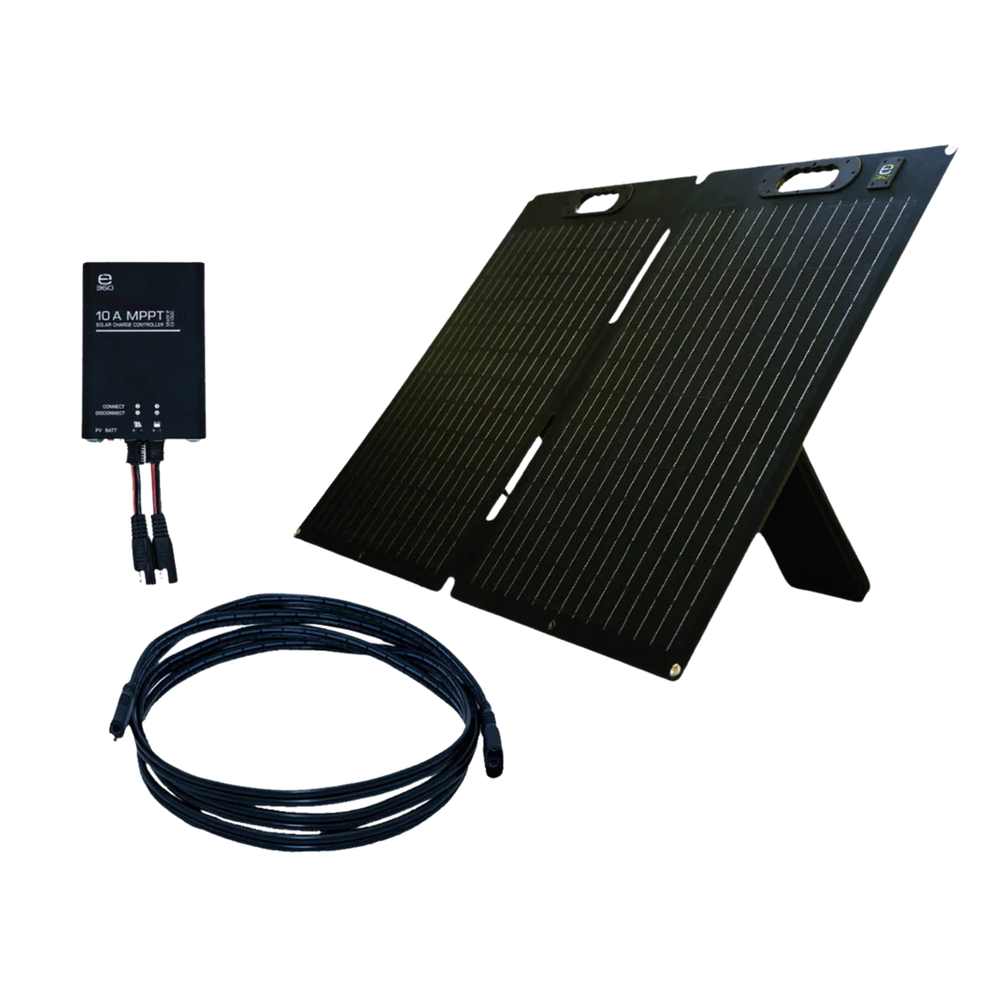 (KIT)PORTABLE POWER BUNDLE: 120W PORTABLE SOLAR PANEL 10A SOLAR CONTROLLER & 8FT SAE ADAPTER CABLE