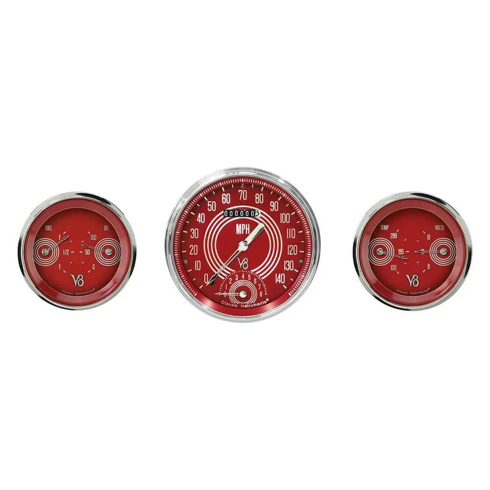 V8 RED STEEL 5INSPTACH, 2 - 3IN DUAL-GM