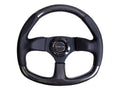 NRG Carbon Fiber Steering Wheel (320mm) Flat Bottom & Leather Trim w/Black Stitching