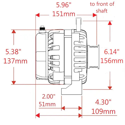 ALT GM NATURAL 175A 6 GRV HPR STRAIGHT MT 6.14IN 1WIRE