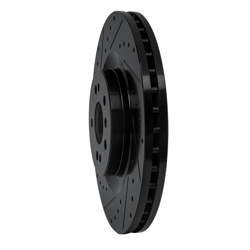 R1 06-12 Mercedes-Benz GL350 Front Left Drilled & Slotted Black Brake Rotor