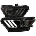 PROJECTOR HEADLIGHTS OE STYLE BLACK HOUSING AND SMOKED LENS AMBER REFLECTOR WITH SWITCHBACK LED SEQUENTIAL TURN SIGNAL BREATHING LIGHT EFFECT - USES STOCK D2S HID BULBS