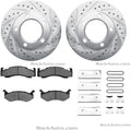 R1 80-93 Dodge W150 Front Drilled & Slotted Silver Brake Rotor Set w/Optimum OE Pads and Hardware