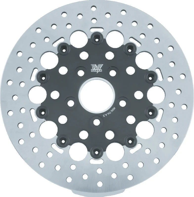 Twin Power 84-17 Big Twin Exc 08-17 FLH FLT Rear 11.5 Floating Rotor Black Hole