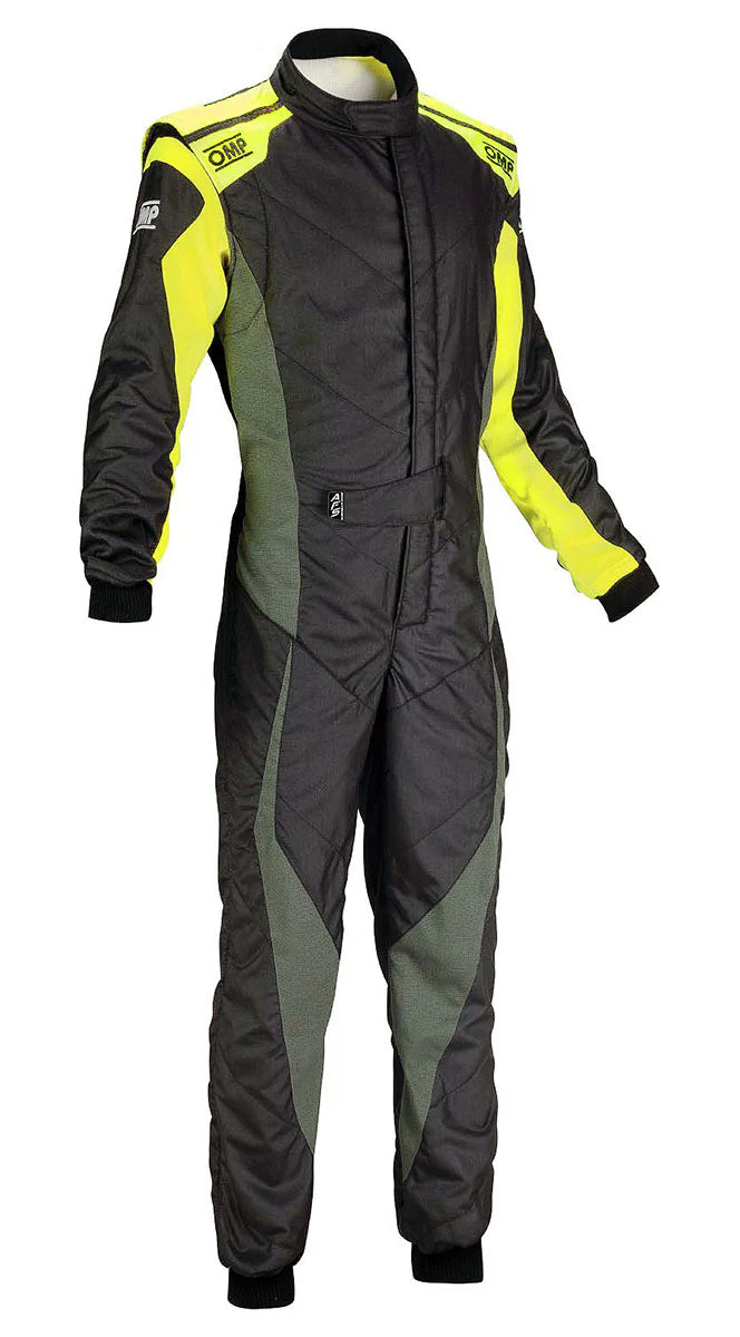 OMP TECNICA EVO SUIT BLACK/YELLOW SIZE 46 FIA 8856-2018 + SFI