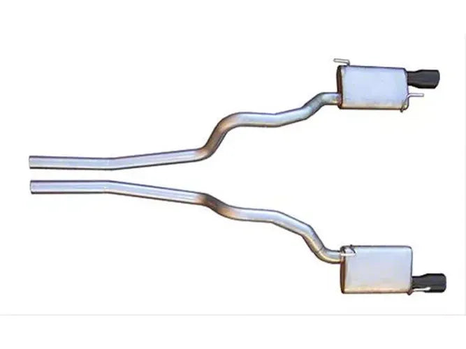 Cat Back Exhaust System 05-10 Mustang V8 Split Rear Dual Exit 2.5 in Intermediate Pipe And Tailpipe Violator Muffler Hardware 4 in Black Tips Included Natural 409 Stainless Steel Pypes Exhaust