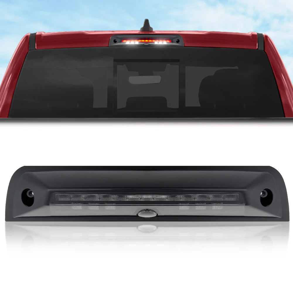 19C RAM 1500/2500/3500 RED 3RD BRAKE LIGHT KIT W/WHITE CARGO LIGHTS SMOKED LENS W/OEM CAMERA