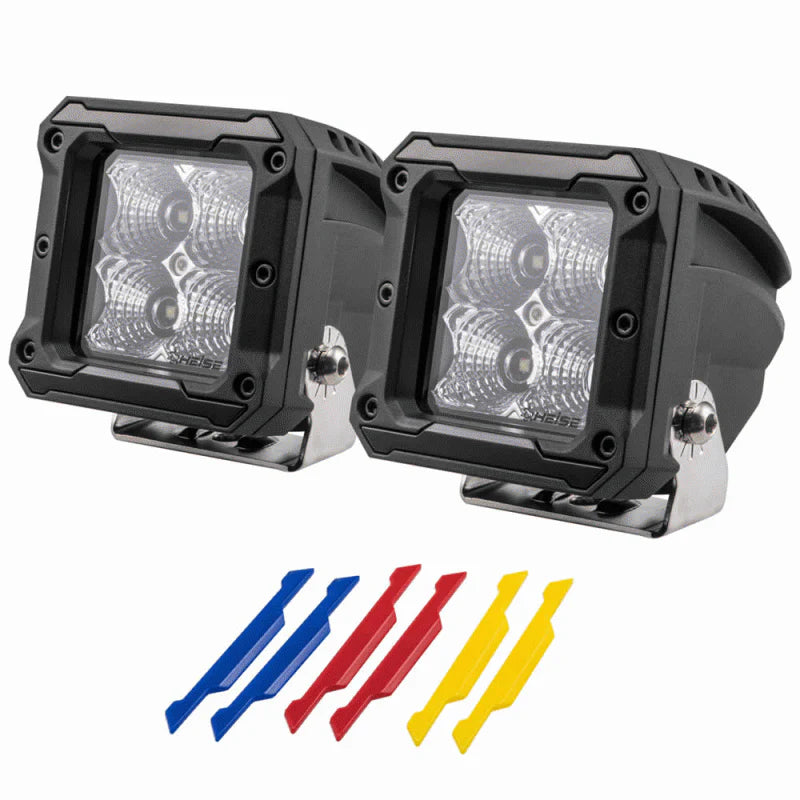 3 INCH 4 LED CUBE LIGHT - FLOOD BEAM - 2 PACK WITH HARNESS