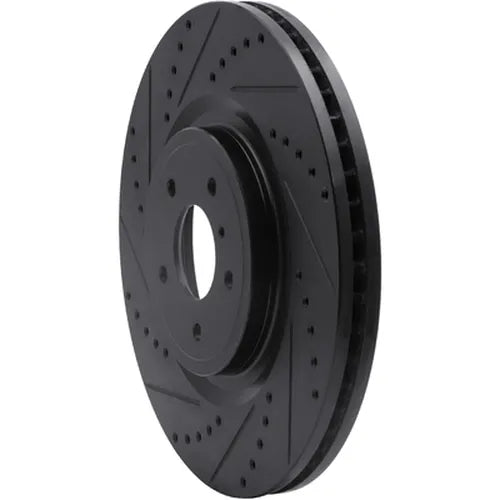 R1 08-25 Infiniti QX70 Front Left Drilled & Slotted Black Brake Rotor