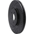 R1 08-25 Infiniti QX70 Front Left Drilled & Slotted Black Brake Rotor