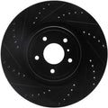 R1 08-25 Infiniti QX70 Front Left Drilled & Slotted Black Brake Rotor