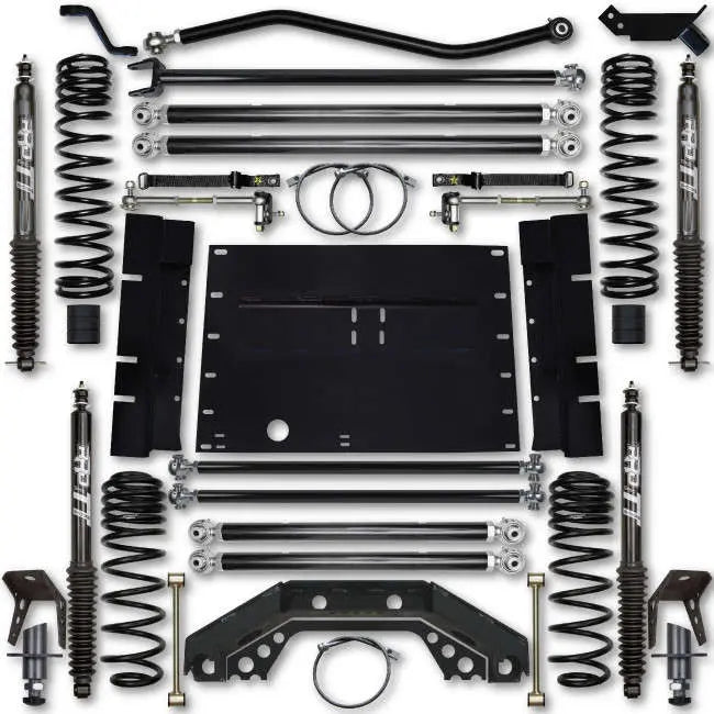 9706 WRANGLER TJ FRT/RR 3.5IN X FACTOR X2 FLAT BELLY LONG ARM W/5IN STRETCH STAGE 1