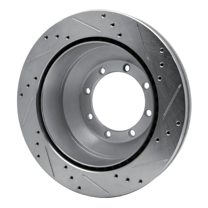 R1 08-20 Ford E-Super Duty Rear Left Drilled & Slotted Silver Brake Rotor