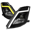 PROJECTOR HEADLIGHTS MATTE BLACK HOUSING CLEAR LENS - FIT OE HID MODELS ONLY - SWITCHBACK LED LIGHT BAR LED SEQUENTIAL SIGNAL BREATHING LIGHT EFFECT D2R LOW (NOT INCLUDED)