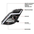 PROJECTOR HEADLIGHTS MATTE BLACK HOUSING CLEAR LENS - FIT OE HID MODELS ONLY - SWITCHBACK LED LIGHT BAR LED SEQUENTIAL SIGNAL BREATHING LIGHT EFFECT D2R LOW (NOT INCLUDED)