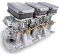 3X2 SBC INTAKE AND SHINY ALUM CARBS KIT