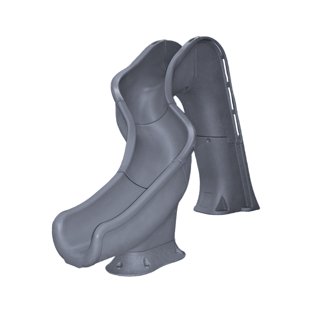 RT15 STANDARD 8FT 2IN RIGHT HAND ROTO MOLDED LANDSCAPE POOL SLIDE GREY W/ FLUME LED PACKAGE