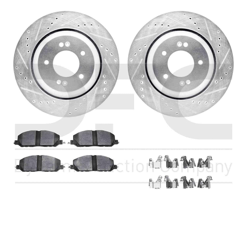DFC 19-25 Hyundai Elantra Rear Drilled & Slotted Silver Rotors with 5000 Advanced Pads w/Hardware