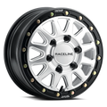 Raceline A14SB Alpha 15x7in/4x137 BP/10mm Offset/110.18mm Bore - Silver & Blk Ring Beadlock Wheel