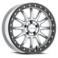 Raceline A14SB Alpha 15x7in/4x137 BP/10mm Offset/110.18mm Bore - Silver & Blk Ring Beadlock Wheel
