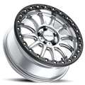Raceline A14SB Alpha 15x7in/4x137 BP/10mm Offset/110.18mm Bore - Silver & Blk Ring Beadlock Wheel