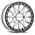 Raceline A14SB Alpha 15x7in/4x137 BP/10mm Offset/110.18mm Bore - Silver & Blk Ring Beadlock Wheel