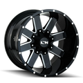 ION 141 141 GLOSS BLACK MILLED 20X9 8-165.1 18MM 130.8MM